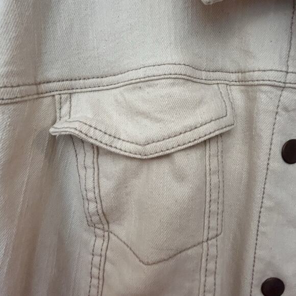 Lane Bryant Women’s Ivory Jean Jacket Snap Closure Bomber Biker Plus Size 28 - Picture 10 of 15